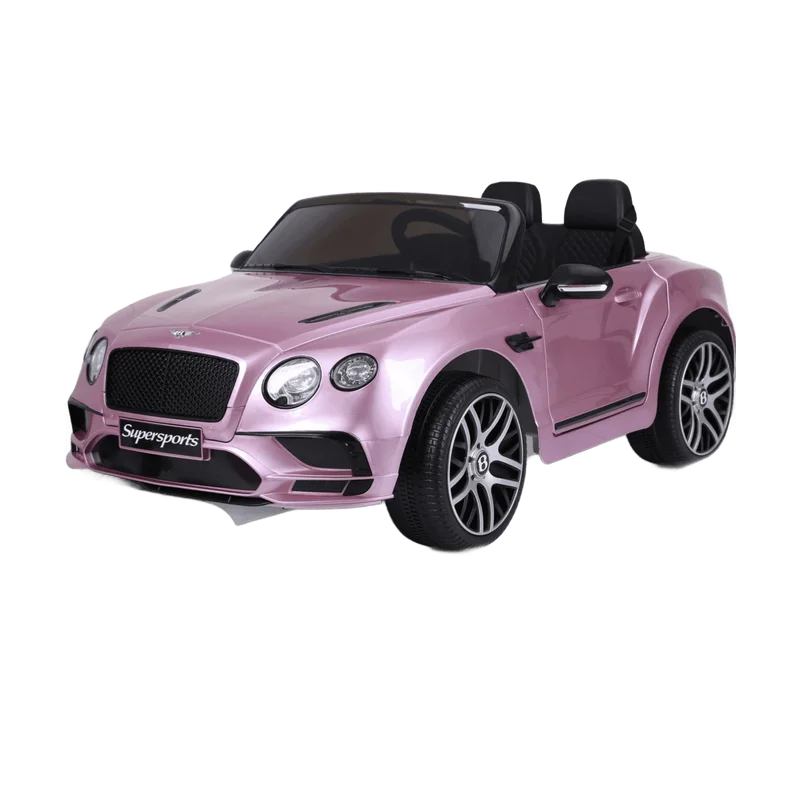 Bentley Continental Supersports – roze tweezitter 12V met rubberen banden