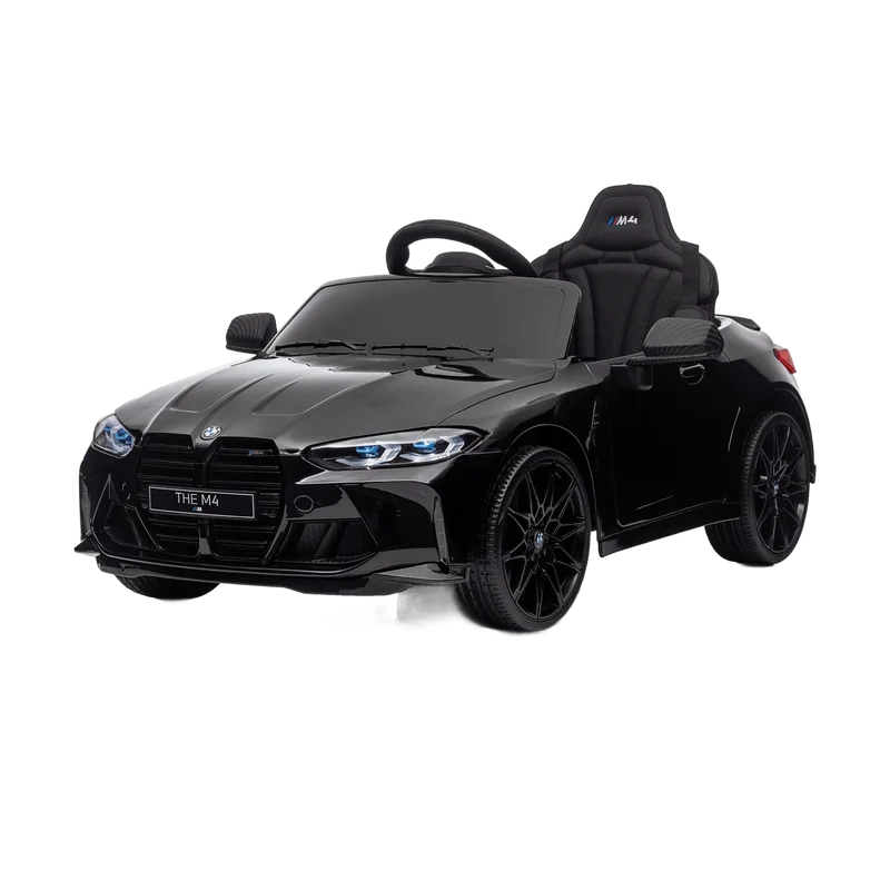 BMW M4 – kinderauto 12V met rubberen banden en lederlook zitje