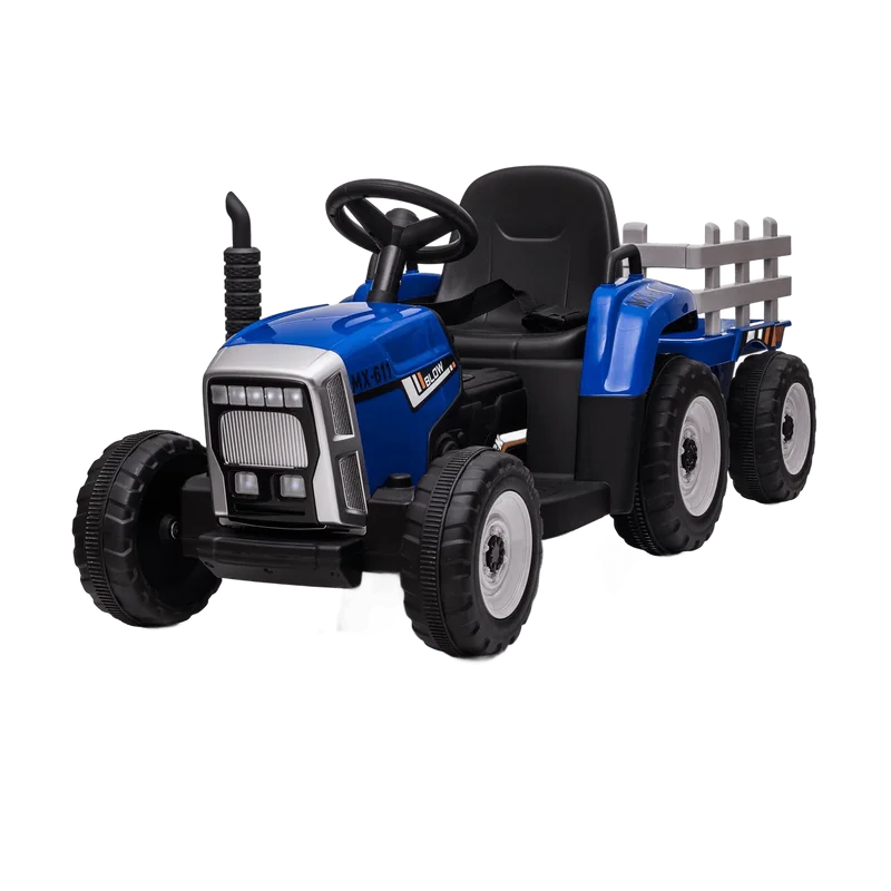 FINOOS elektrische kindertractor met aanhanger – 12V blauw
