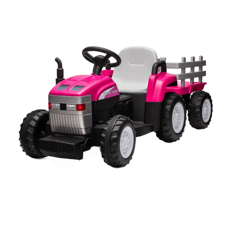 Vrooomy elektrische tractor met aanhanger – 12V roze