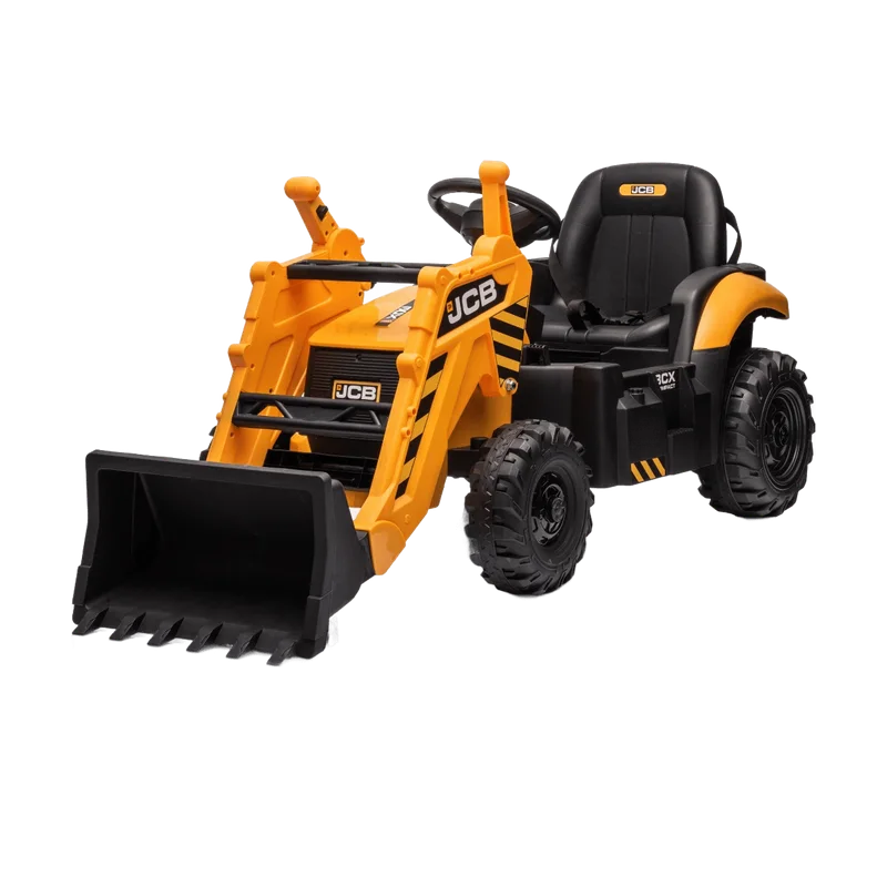 Vrooomy JCB elektrische tractor met voorlader – 12V geel