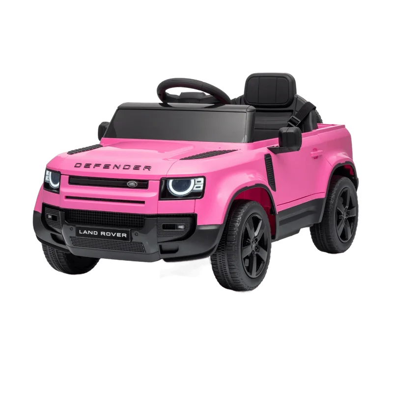 Vrooomy Land Rover Defender 90 – roze kinderjeep 12V met EVA-wielen
